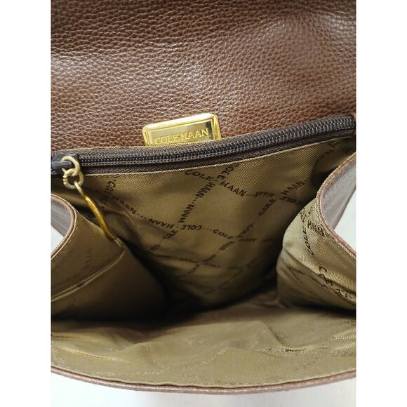 Vintage Cole Haan Long Rectangular Pebble Leather Satchel Bag 10x8 Quiet Luxury - Picture 8 of 16